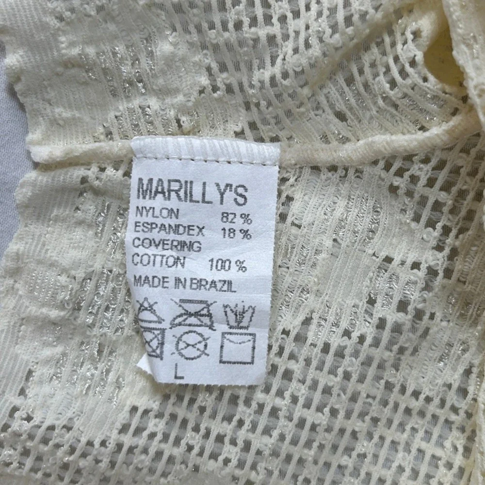 Marilly's VTG Cream Floral‎ Lace Boyshort Panties Size Large NWT Made in Brazil